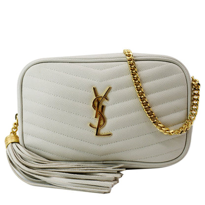 YVES SAINT LAURENT Mini Lou Matelasse Leather Camera Bag White