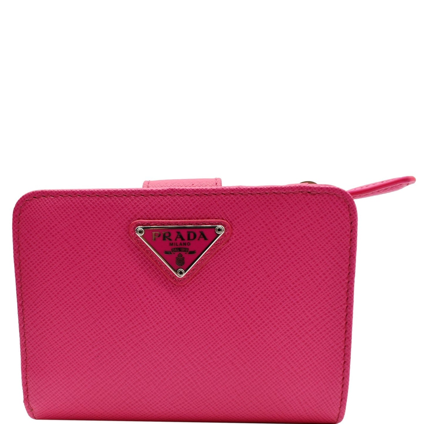 PRADA Small Saffiano Leather Zip Around Wallet Pink
