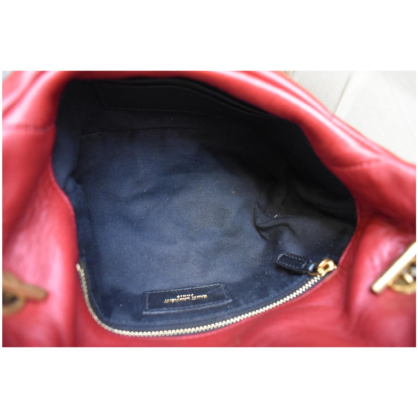 YVES SAINT LAURENT Small Loulou Puffer Quilted Lambskin Leather Crossbody Bag Red