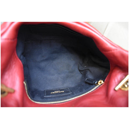 YVES SAINT LAURENT Small Loulou Puffer Quilted Lambskin Leather Crossbody Bag Red