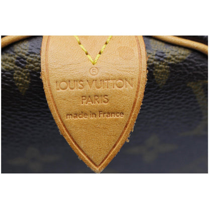 LOUIS VUITTON Speedy 30 Monogram Canvas Satchel Bag Brown