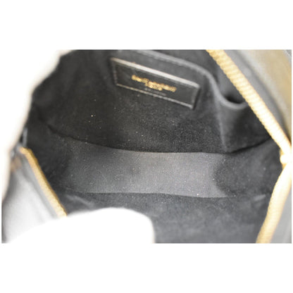 YVES SAINT LAURENT Vinyle Round Chevron Leather Camera Crossbody Bag Black