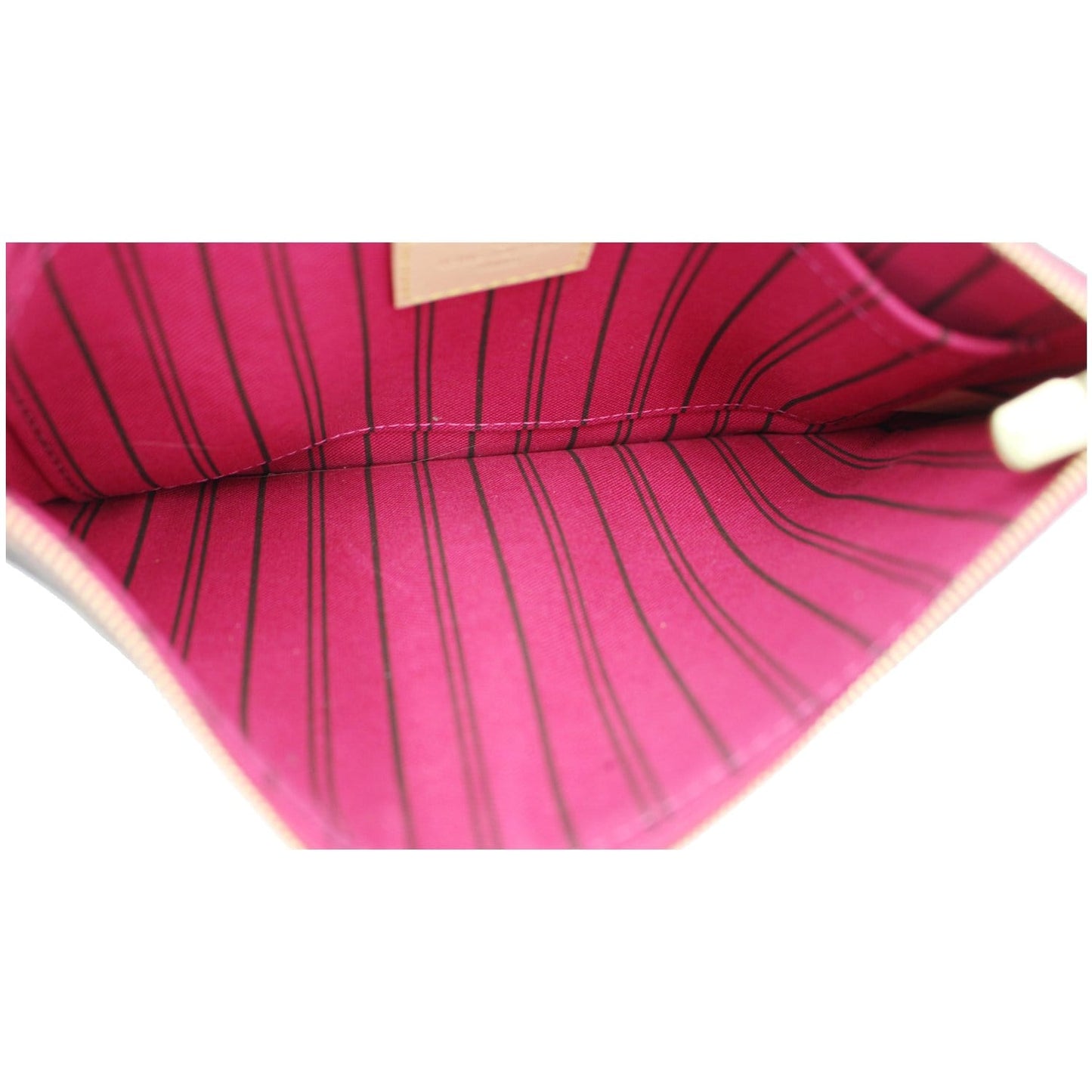 LOUIS VUITTON Neverfull MM Monogram Canvas Pochette Wristlet Pouch Fuchsia