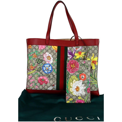 GUCCI Ophidia GG Flora Medium Tote Bag Red 547947