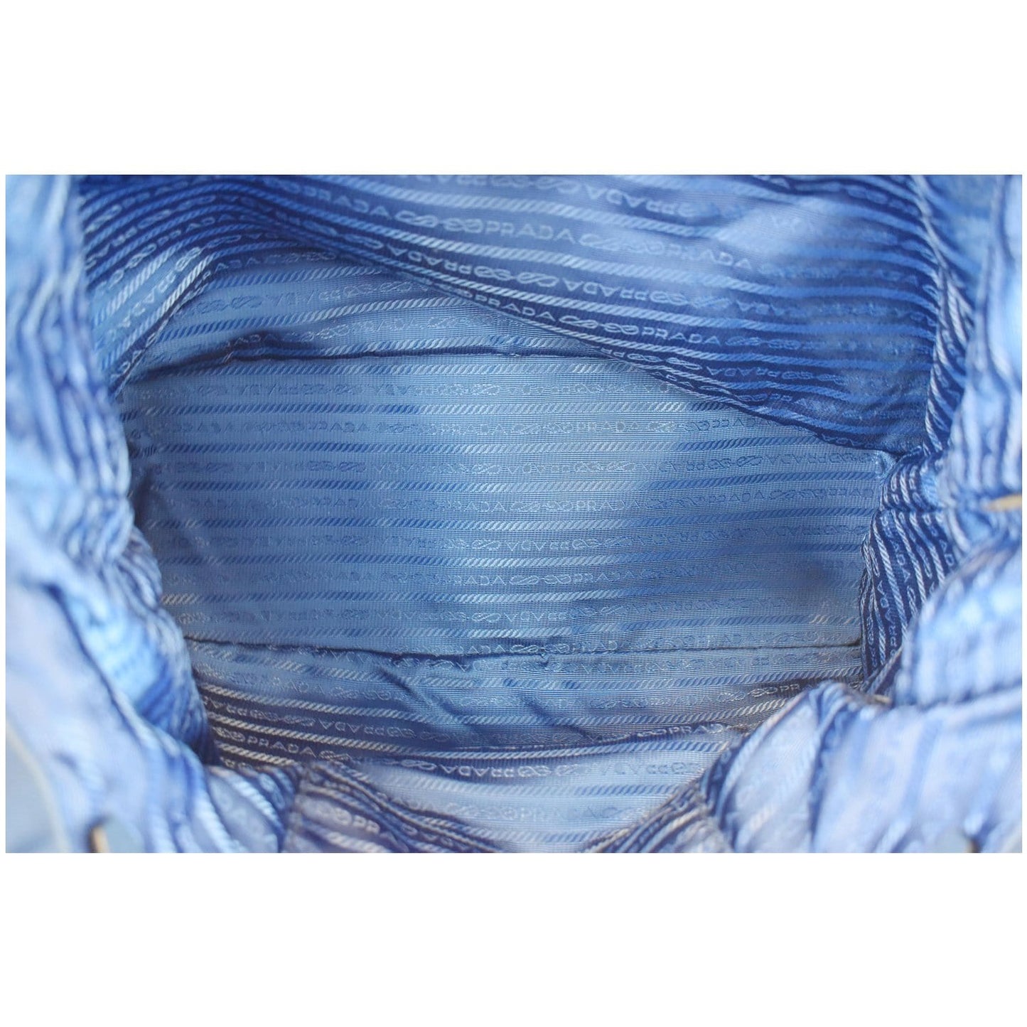 PRADA Tessuto Nylon Saffiano Leather Tote Bag Blue