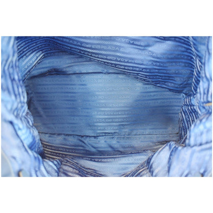 PRADA Tessuto Nylon Saffiano Leather Tote Bag Blue