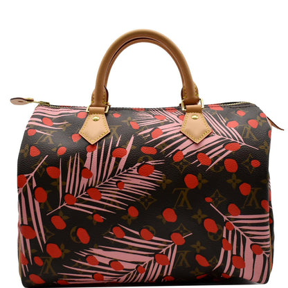 LOUIS VUITTON Speedy 30 Jungle Dots Palm Springs Satchel Bag Brown