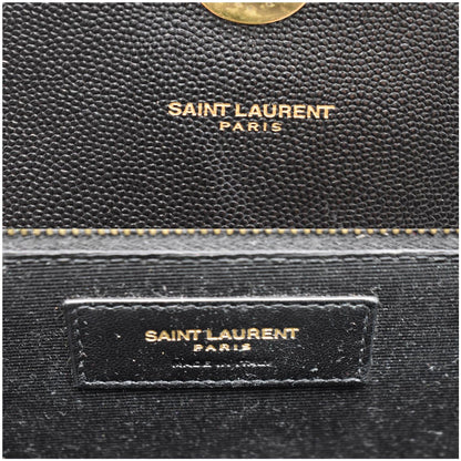 YVES SAINT LAURENT Large Envelope Grain De Poudre Chain Shoulder Bag Black