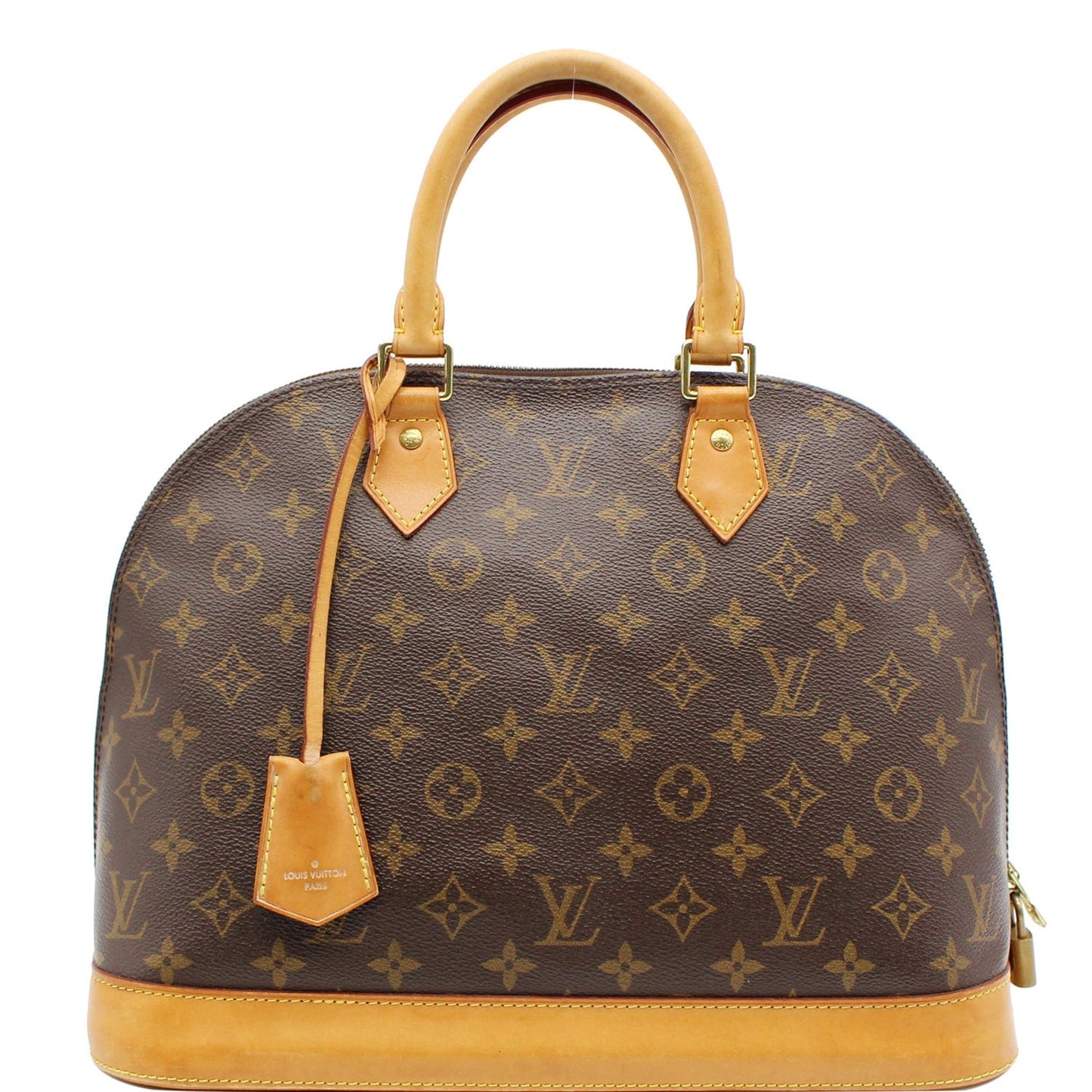 LOUIS VUITTON Alma GM Monogram Canvas Satchel Bag Brown