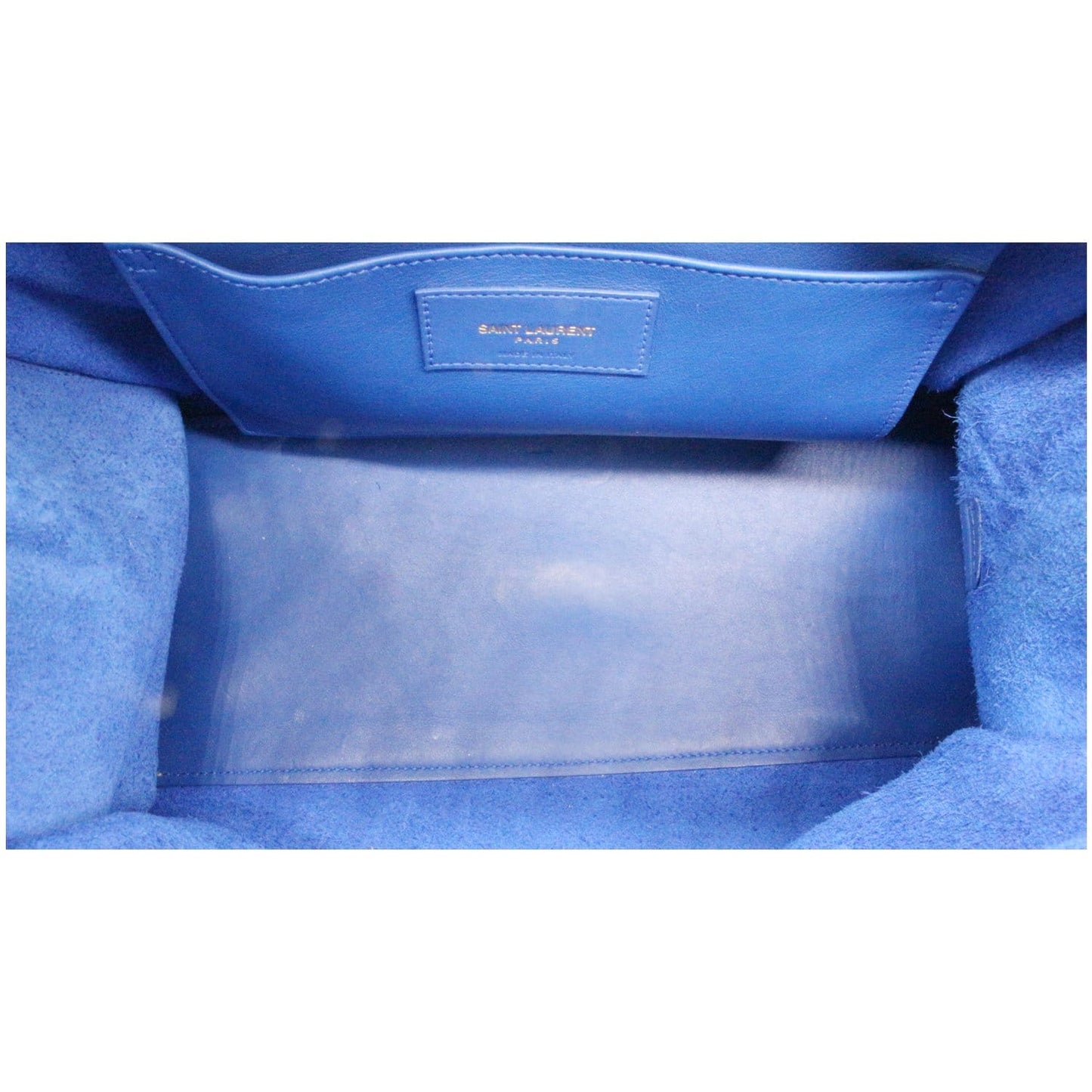 YVES SAINT LAURENT Cabas Y Small Calfskin Leather Tote Shoulder Bag Blue