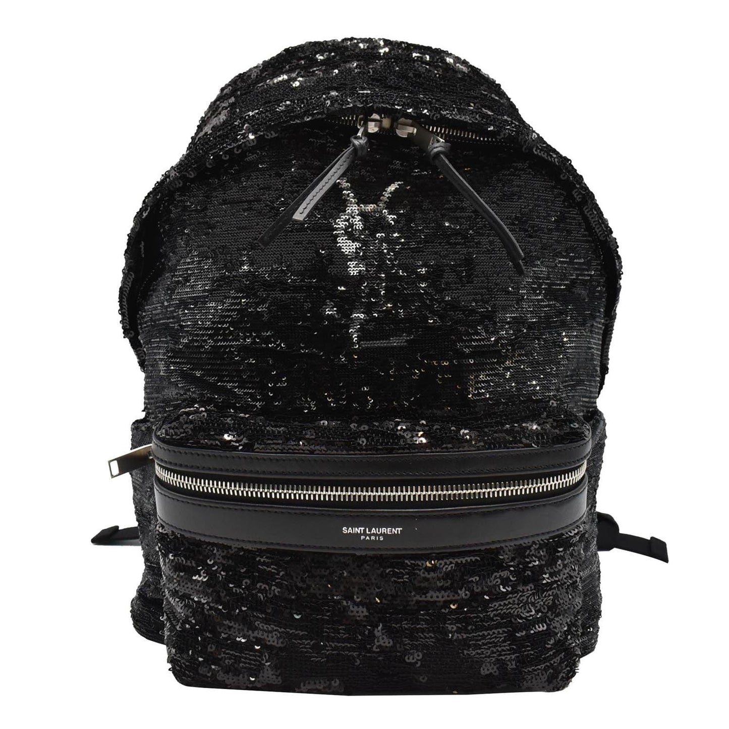 YVES SAINT LAURENT Mini City Sequin Leather Backpack Bag Black
