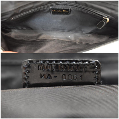 CHRISTIAN DIOR Maris Pearl Patent Monogram Shoulder Bag Black