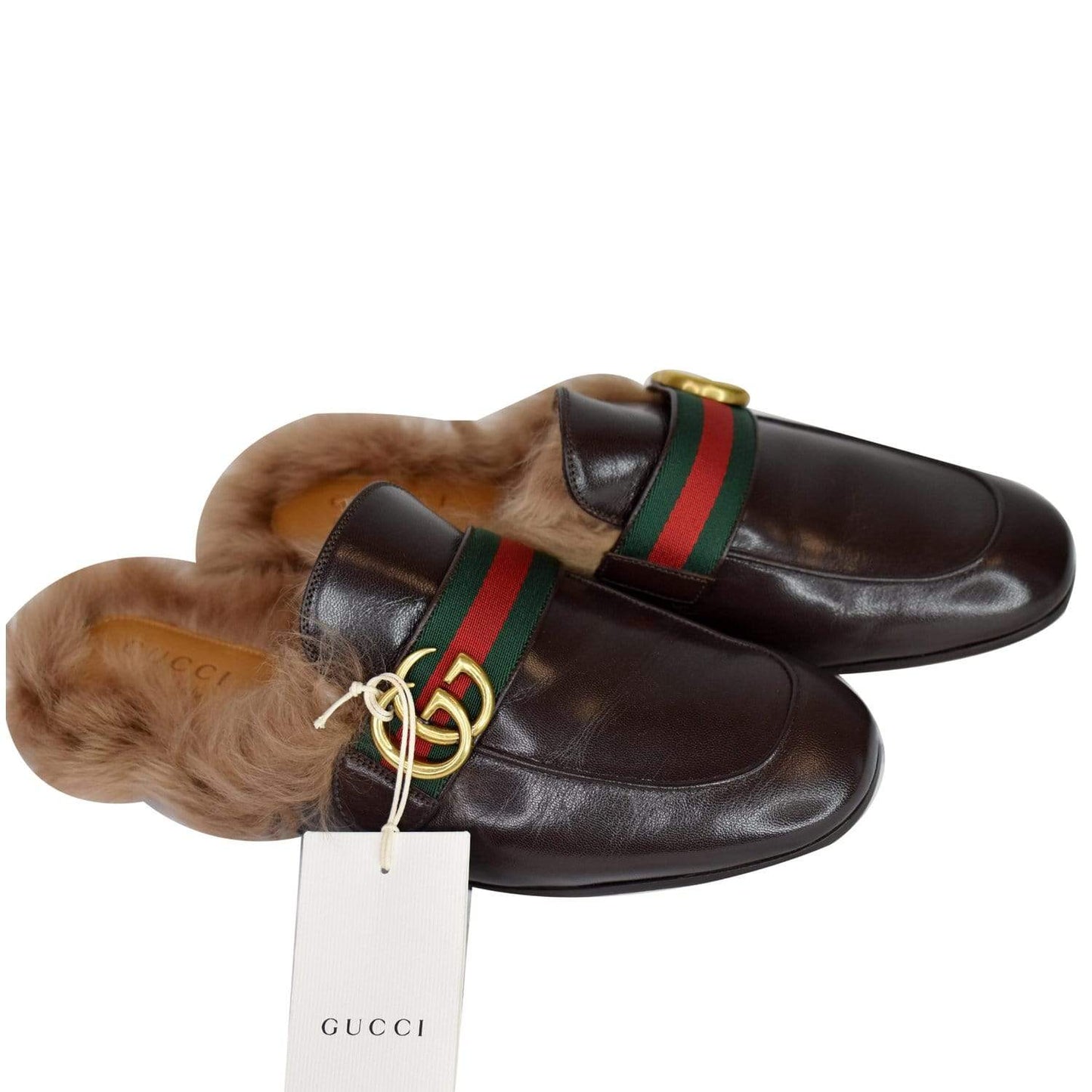 GUCCI Princetown Fur Leather Slipper Cocoa Brown US 7 - 25% OFF
