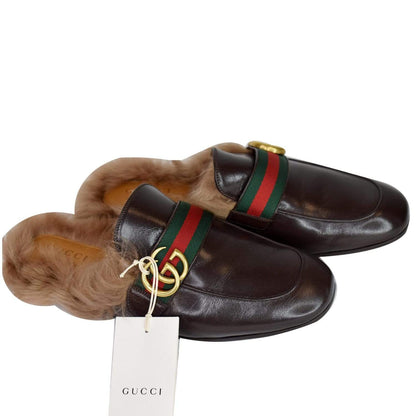 GUCCI Princetown Fur Leather Slipper Cocoa Brown US 7 - 25% OFF