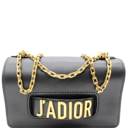 Christian Dior J'Adior Medium Calfskin Leather Flap Shoulder Bag Black