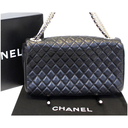 CHANEL Westminster Pearl Flap Lambskin Medium Shoulder Bag Black