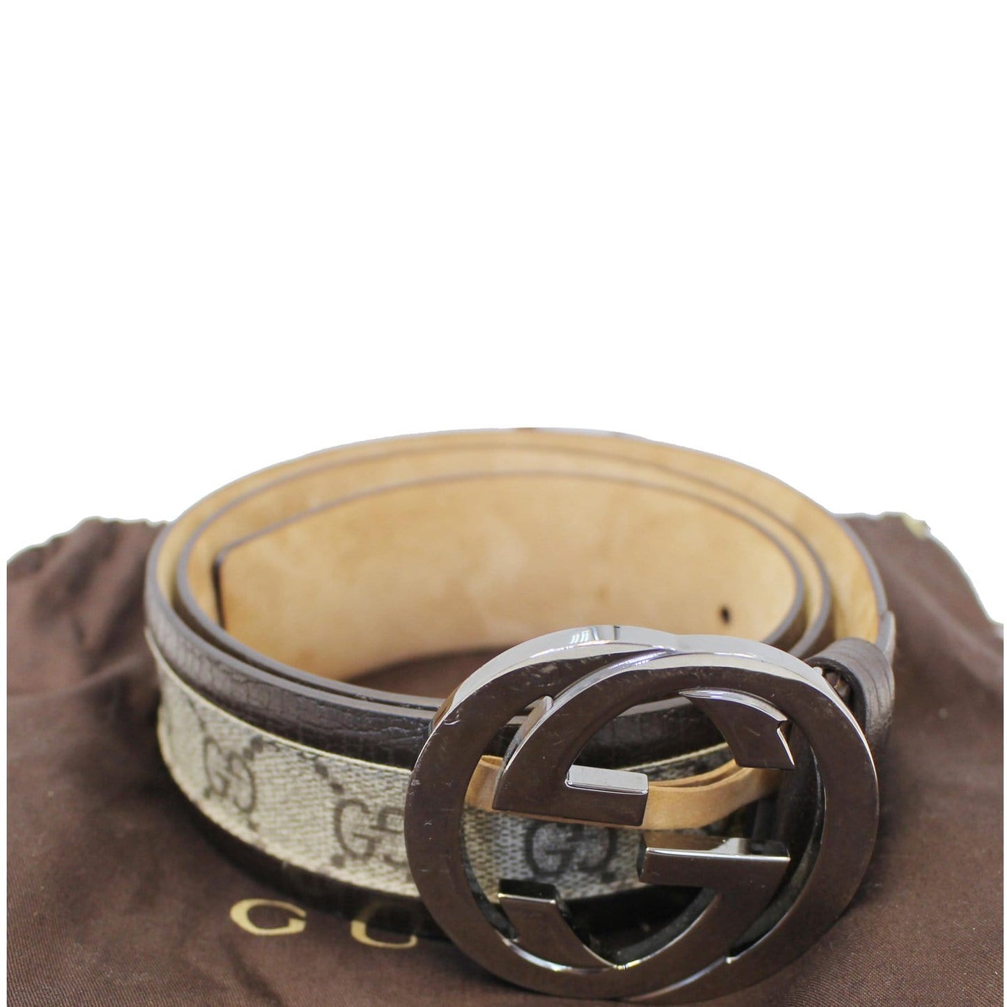 GUCCI Interlocking G Leather Monogram Belt 85/34