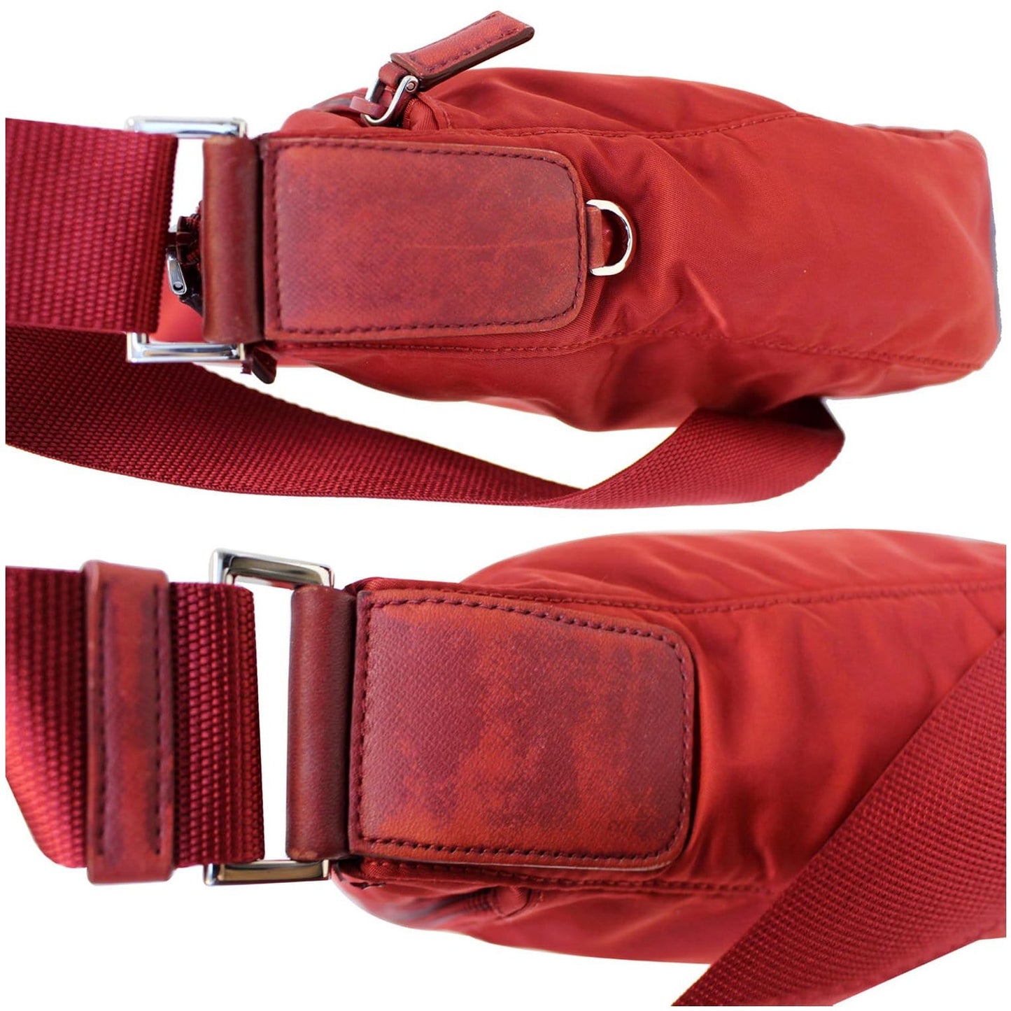 PRADA Large Nylon Crossbody Bag Red