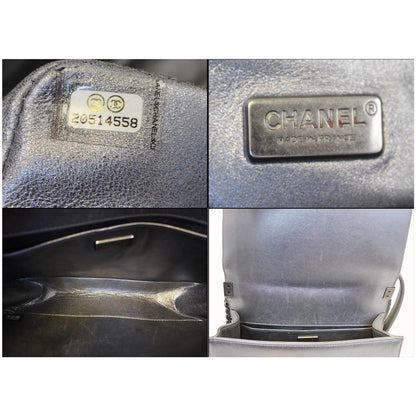 CHANEL Boy Medium Lambskin Leather Embroidered Shoulder Bag Silver - Last Call