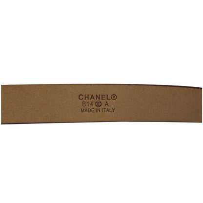 CHANEL Black/Red Leather Women's Belt Size 36 - Last Call