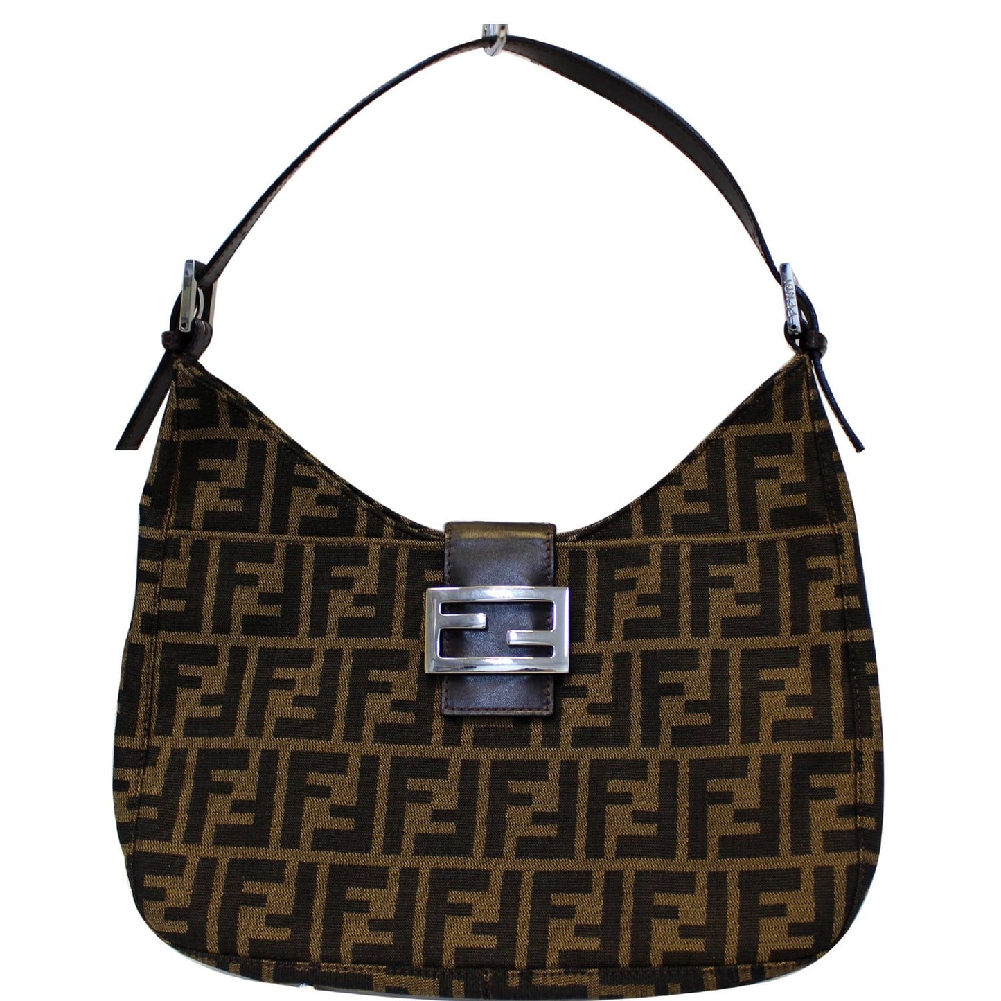 FENDI Zucca Canvas Hobo Shoulder Bag Brown