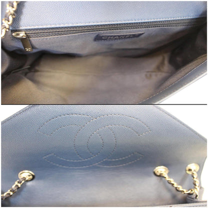 CHANEL CC Chevron Flap Shoulder Crossbody Bag Blue