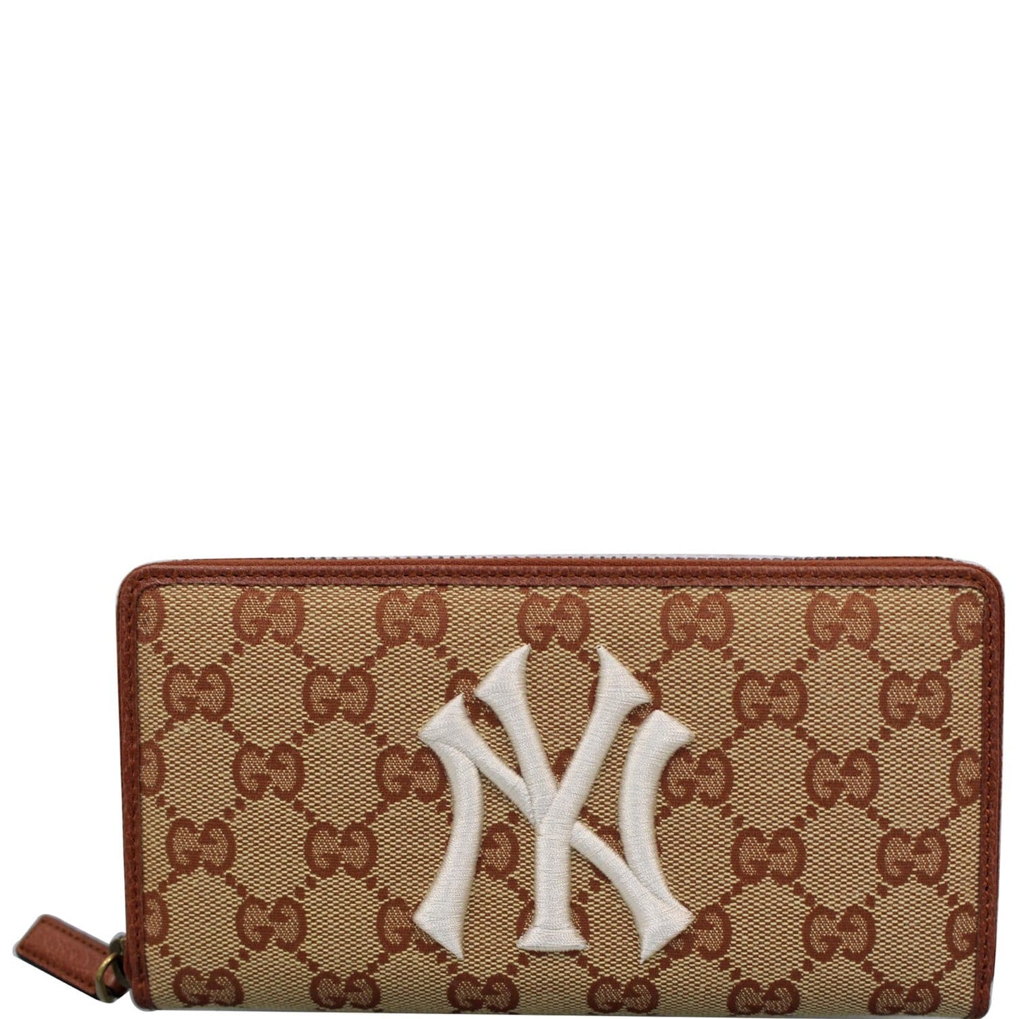 GUCCI Zip Around NY New York Yankees Patch Wallet Brown 547791 - Last Call