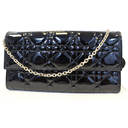 CHRISTIAN DIOR Lady Dior Croisiere Cannage Lambskin Chain Wallet Black