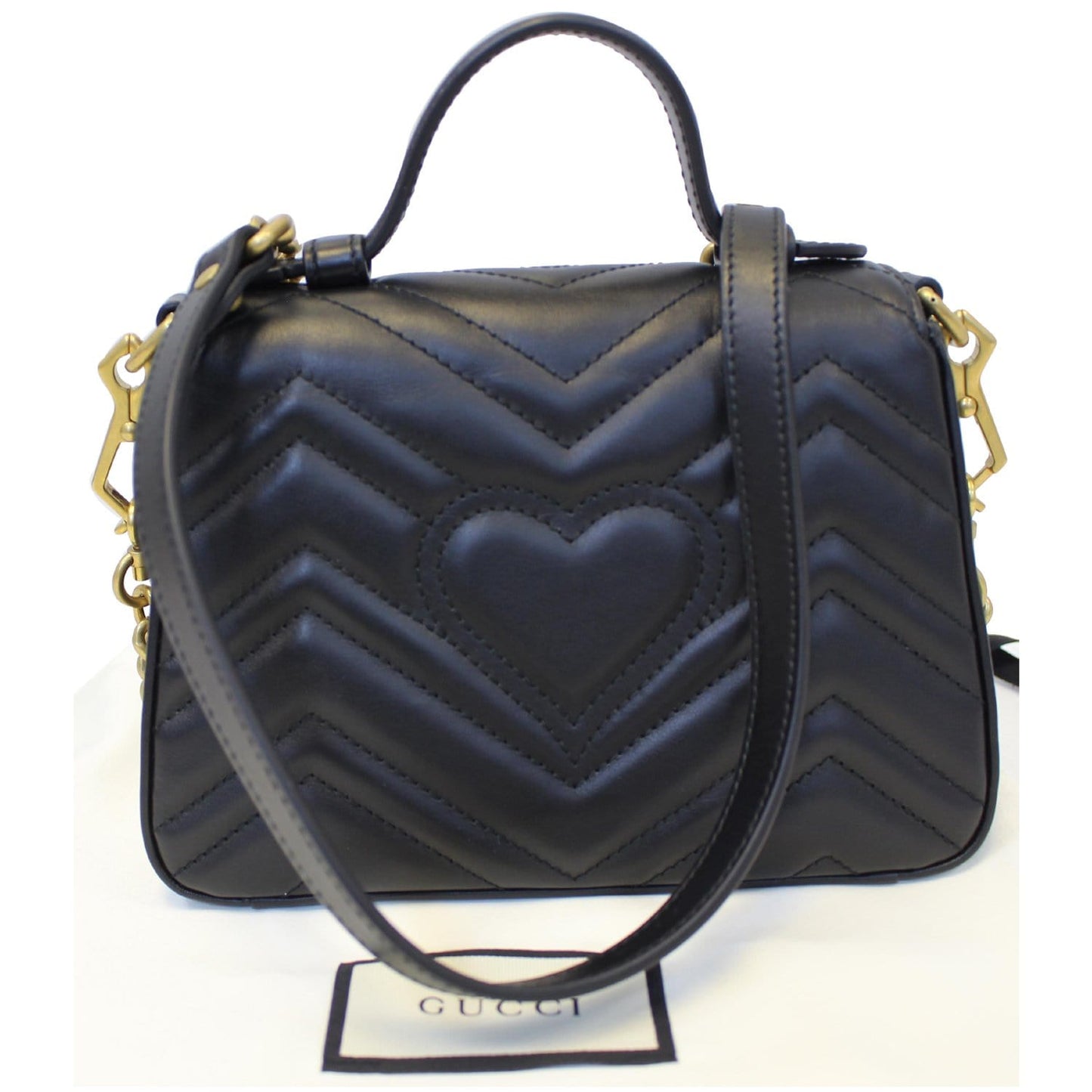 GUCCI GG Marmont Mini Leather Top Handle Shoulder Bag Black 547260