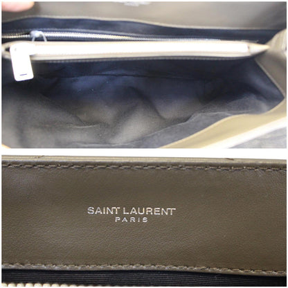 YVES SAINT LAURENT Matelasse Loulou Monogram Calfskin Shoulder Bag Grey