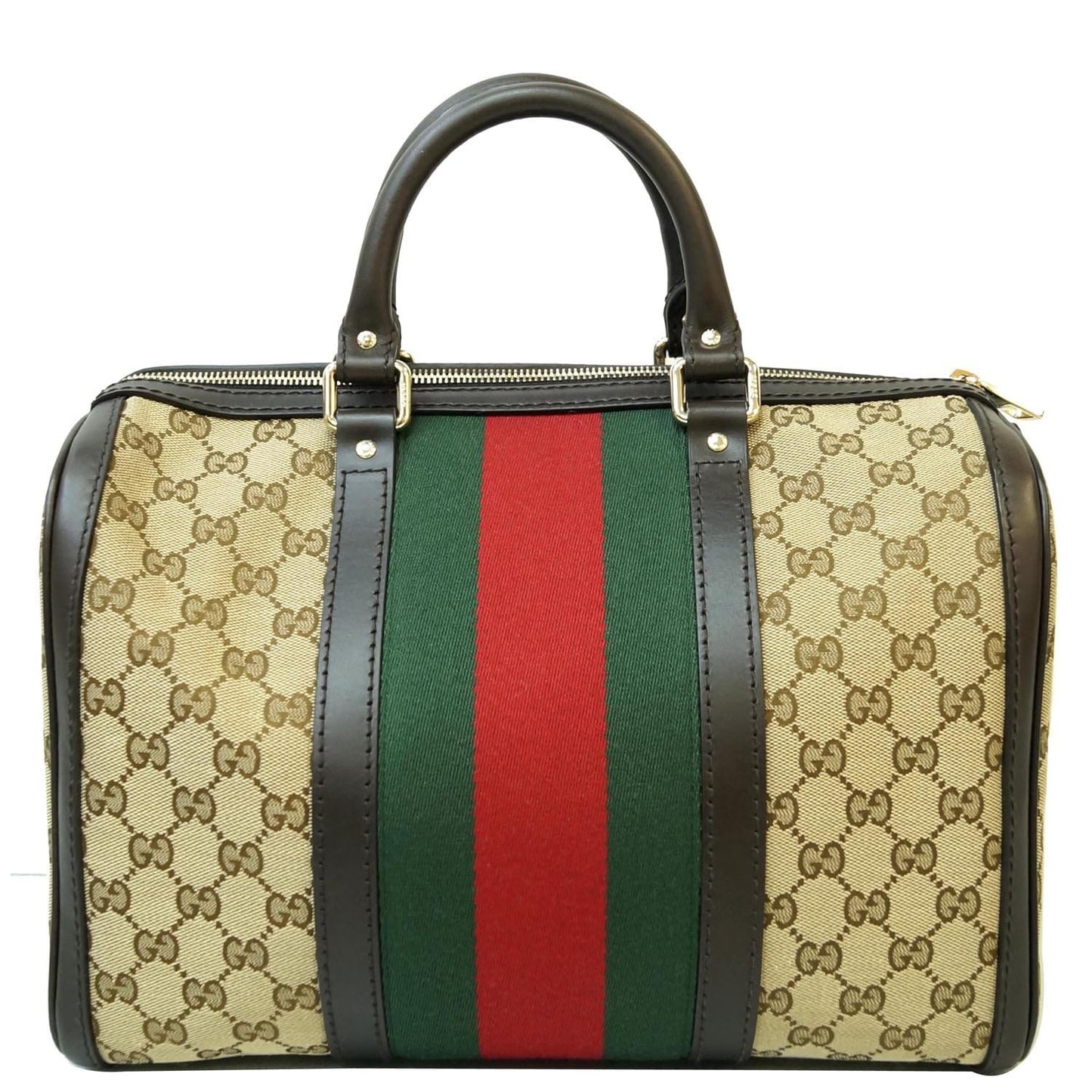 GUCCI Vintage Web Original GG Boston Bag Beige 247205