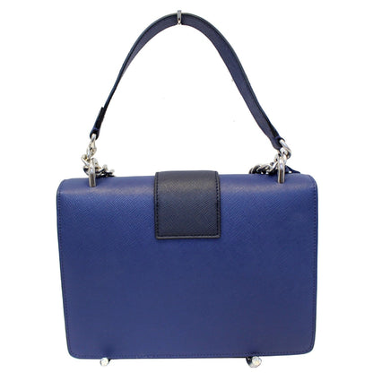 PRADA Saffiano Leather Blue Shoulder Bag - 15% OFF