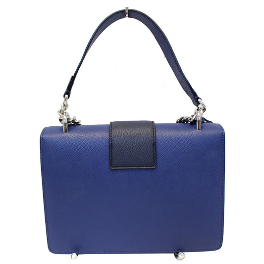 PRADA Saffiano Leather Blue Shoulder Bag - 15% OFF