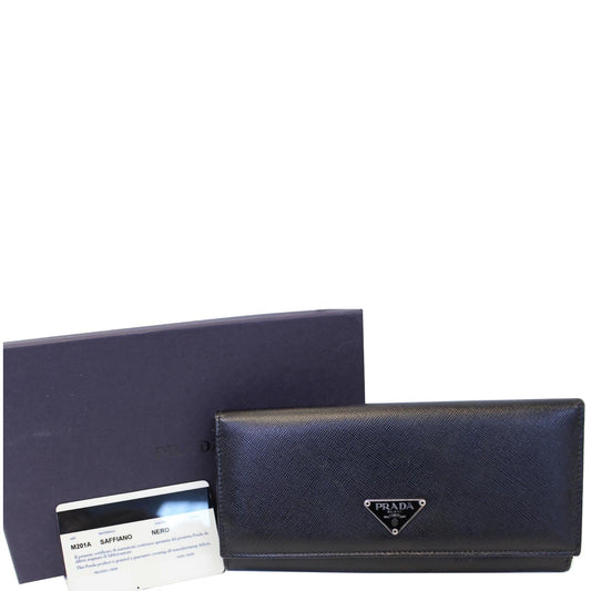 PRADA Saffiano Triangle Continental Flap Wallet