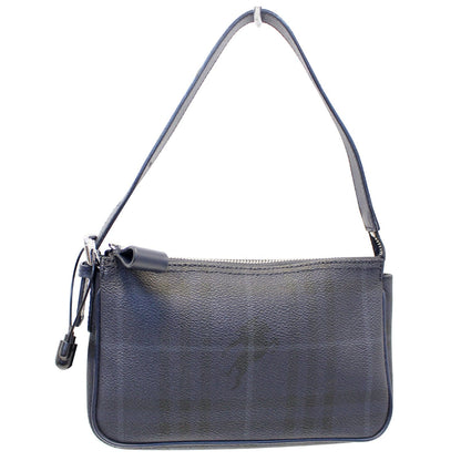 BURBERRY Coated Pochette Blue Canvas Clutch