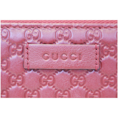 GUCCI Micro GG Guccissima Leather Zip Around Wallet Red