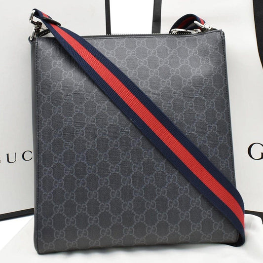 GUCCI GG Supreme Square Messenger Bag Black 474137