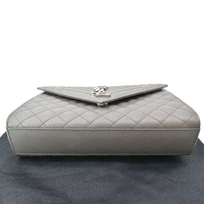 YVES SAINT LAURENT Envelope Chain Medium Mix Matelassé Leather Crossbody Bag Grey