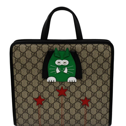 GUCCI Children�s Cat Printed GG Canvas Tote Bag Beige 645290