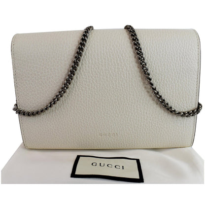GUCCI Dionysus Mini Leather Chain Shoulder Bag White 401231
