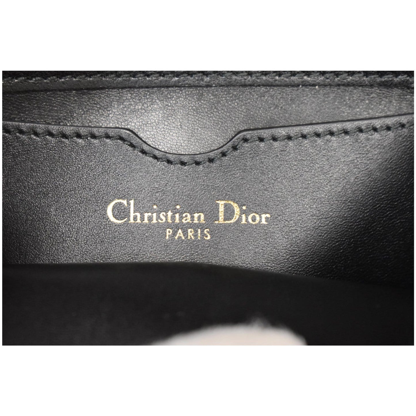 CHRISTIAN DIOR Bee Leather Pouch Clutch Bag Black