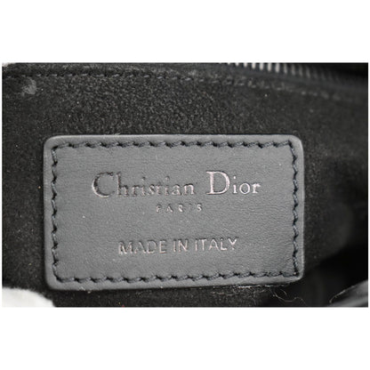 CHRISTIAN DIOR Mini Lady Dior Cannage Calfskin Leather Shoulder Bag Matte Black