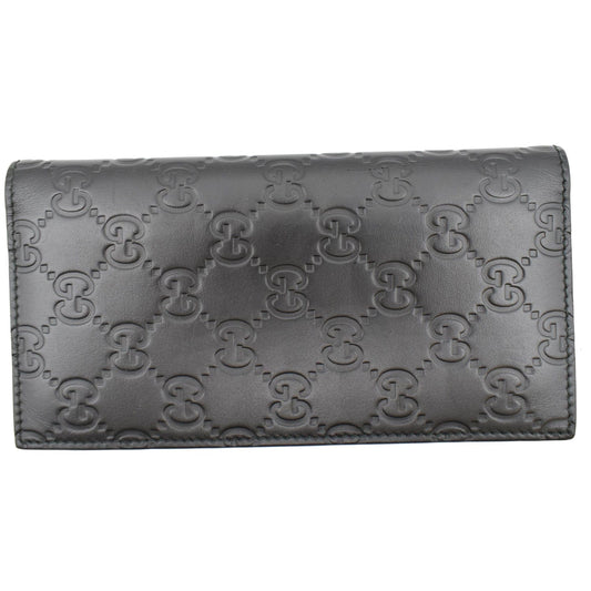 GUCCI Continental Long GG Guccissima Leather Wallet Black 224183