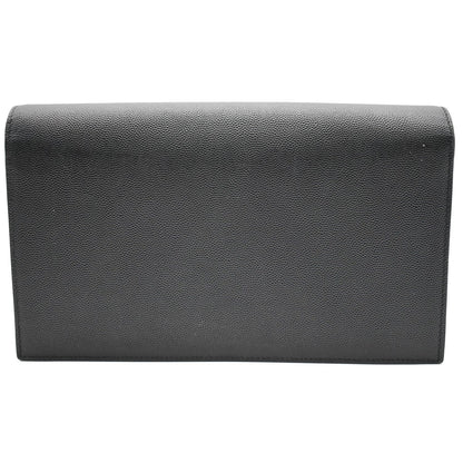 YVES SAINT LAURENT Kate Pebbled Leather Clutch Wallet Black