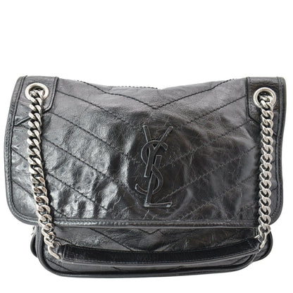 YVES SAINT LAURENT Niki Medium Leather Crossbody Bag Black - New Year Deals
