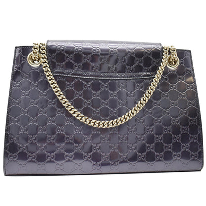 GUCCI Emily Large Guccissima Patent Leather Shoulder Bag Dark Violet 295403
