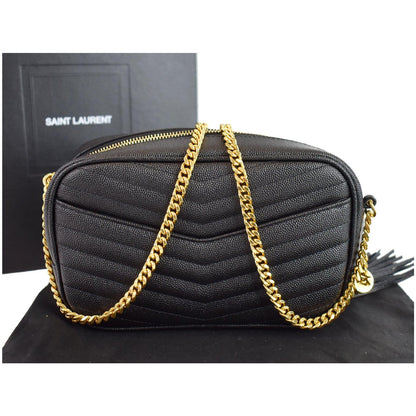 YVES SAINT LAURENT Mini Lou Leather Camera Crossbody Bag Black