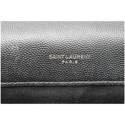 YVES SAINT LAURENT Envelope Mix Matelassé Chain Medium Leather Shoulder Bag Black