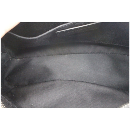 YVES SAINT LAURENT Lou Crocodile Embossed Leather Camera Crossbody Bag Black