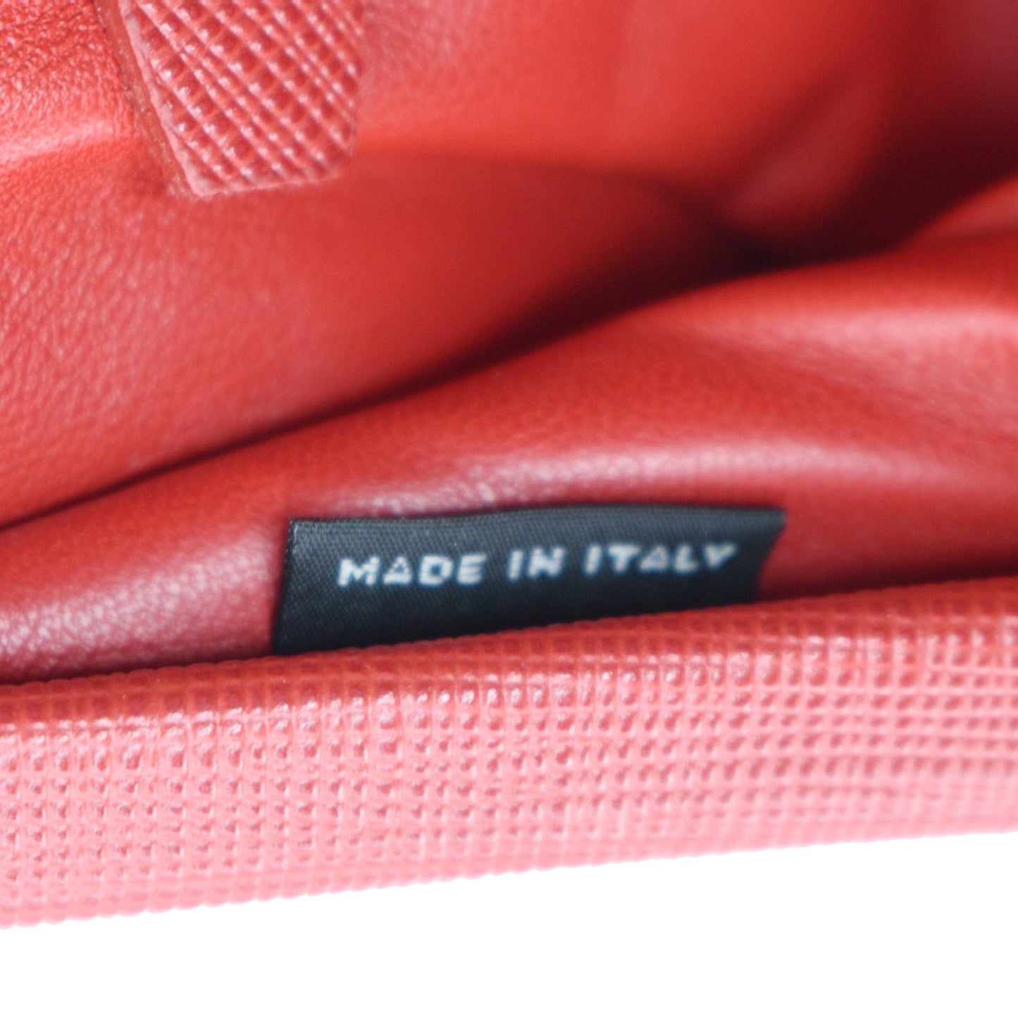 PRADA East-West Frame Saffiano Leather Clutch Bag Red